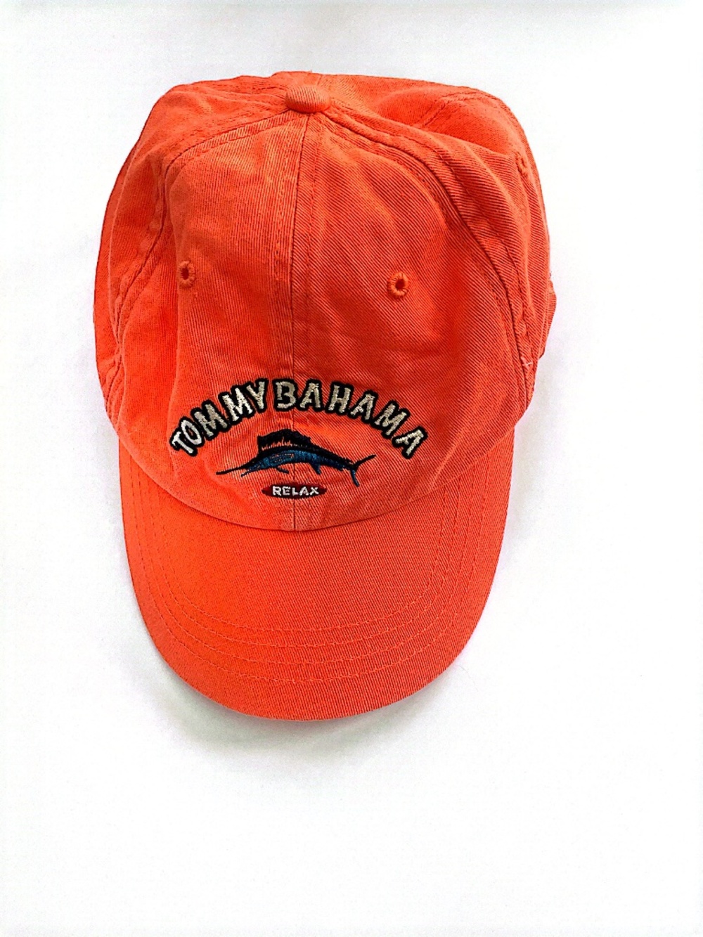 Tommy Bahama Orange vintage hat Baseball Cap One Size Adjustable Marlin Fish
